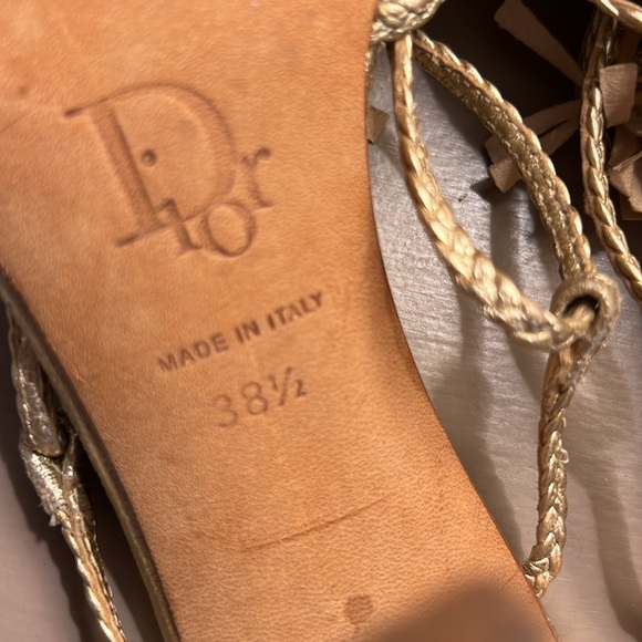 Stunning Vintage Dior gold strappy fringy sandals - Picture 10 of 11